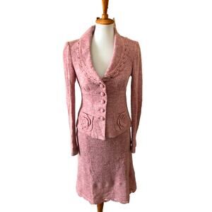 Vintage Y2K Nanette Lepore Knit Suit, Never Worn Sz. Small, Dusty Pink